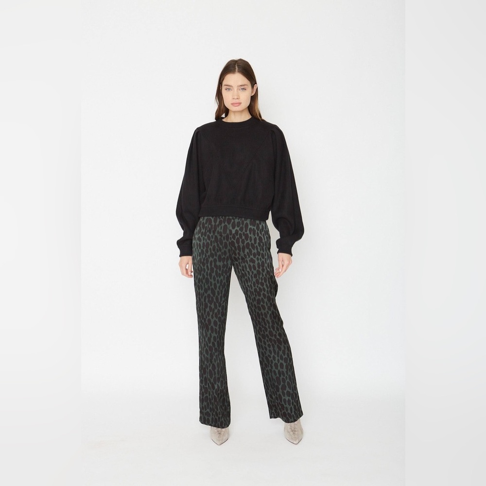 Brand new Caballero Cyan silky flowy olive green animal dot pants size XS.